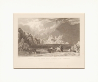 Treryn - Castle, from Port Carnow Cove, Cornwell Офорт (1832 год), Англия артикул 2054c.