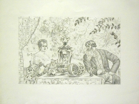 Купец и купчиха Литография (первая половина XX века), Россия артикул 2183c.